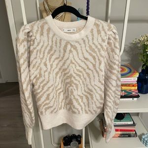 Tan and white zebra sweater